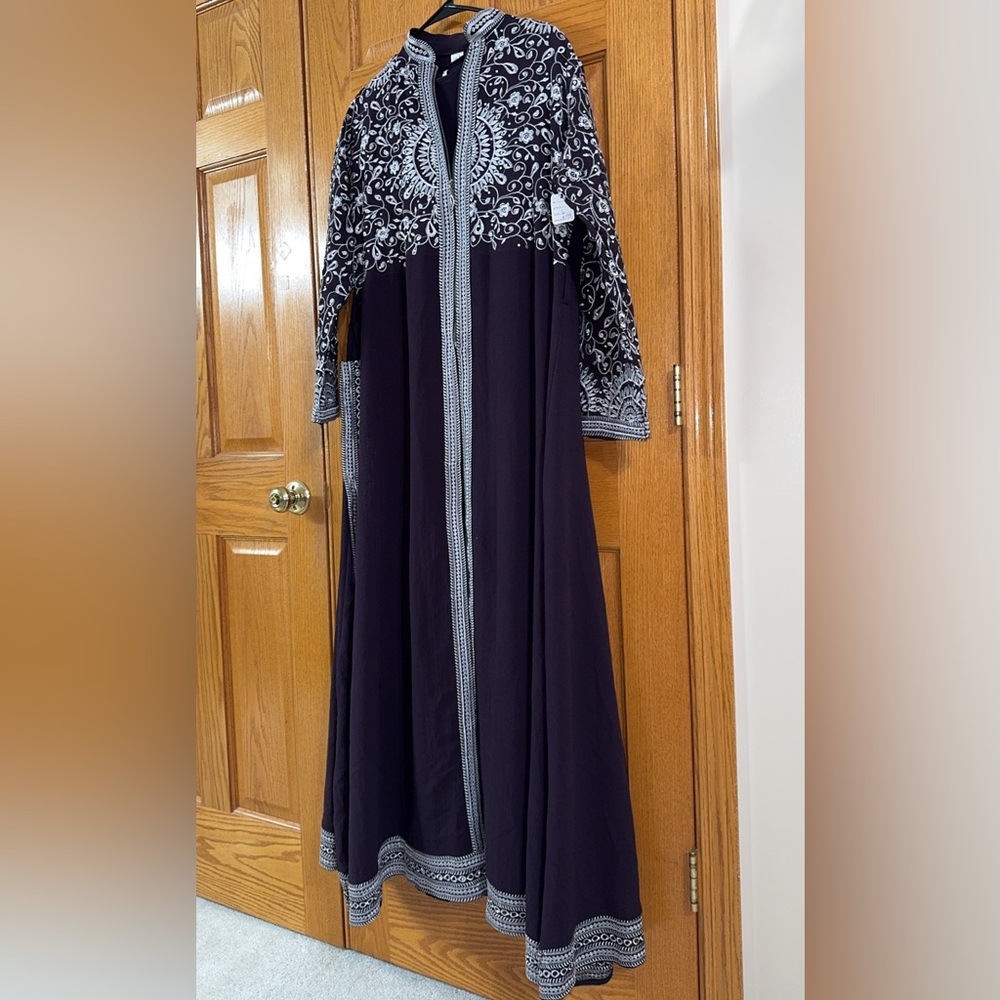 Purple Abaya 3pc Plus Size 6 (2X) Embroidered Middle Eastern Formal Dress Gown